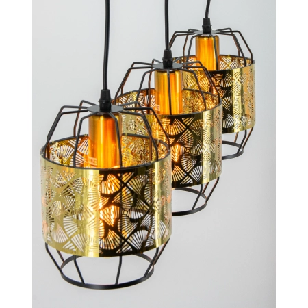 Lampa wisząca metalowa czarno-złota 3-punktowa 9317/3 z serii CENTO - Lampy Elem